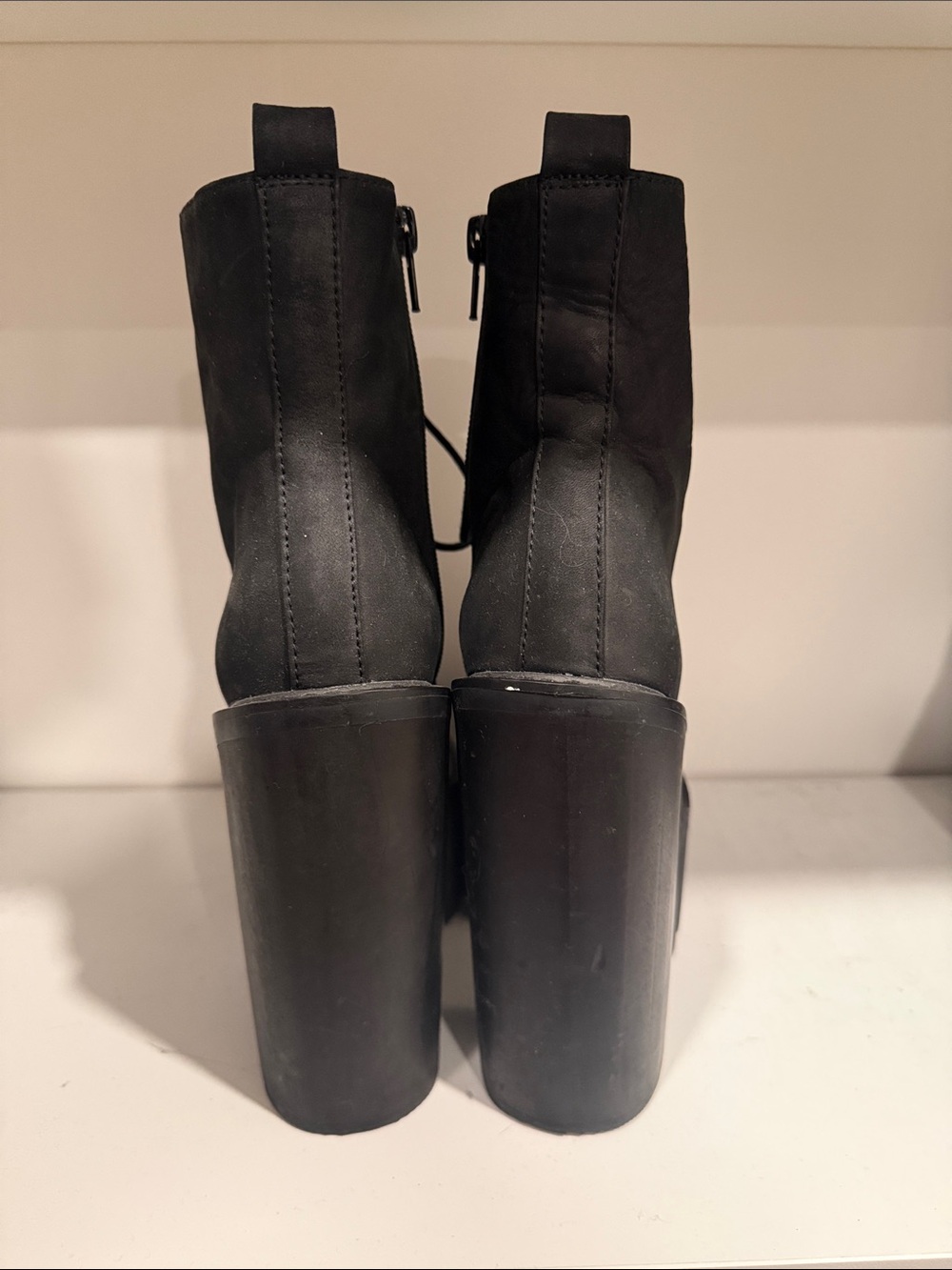 Jeffrey Campbell Black Chunky Platform Lace-Up Ankle Boots - Picture 3 of 6